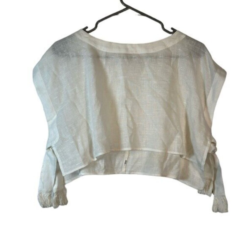 Women's Free People White Cropped Tied Sides Size XS EUC #5179 - Picture 1 of 7
